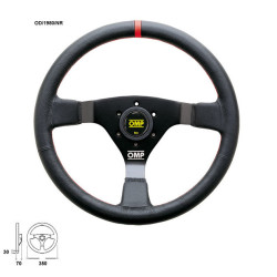 OMP WRC SEMI-MOVED STEERING WHEEL SMOOTH LEATHER RED SEAMS