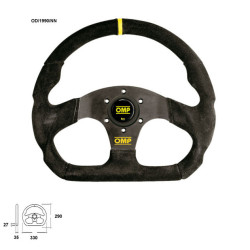 OMP SUPERQUADRO BLACK LEATHER FLAT STEERING WHEEL BACK