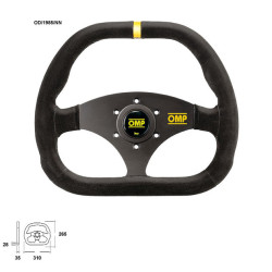 FLAT STEERING WHEEL OMP KUBIC BLACK LEATHER TURN