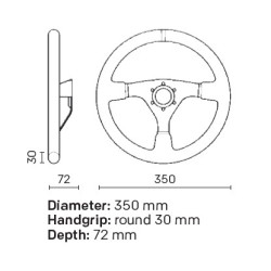 OMP DISPLACED STEERING WHEEL IN TURNED LEATHER