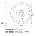 FLAT STEERING WHEEL OMP TRECENTO BLACK LEATHER VUELTA D300