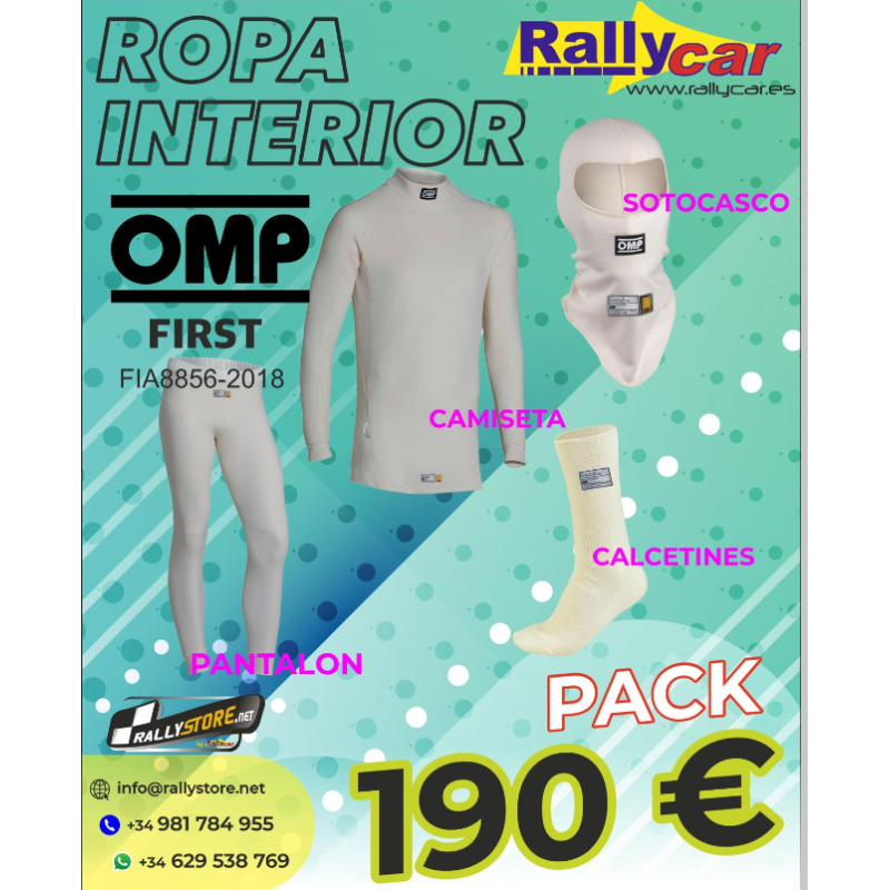 OMP PACK OF FIA FIRE RESISTANT UNDERWEAR FOR RALLY